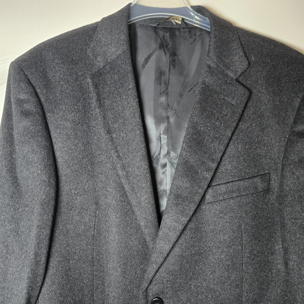 Pronto Moda Lambs Wool Cashmere‎ Blend Sports Coat Charcoal 48L Measurement Pics